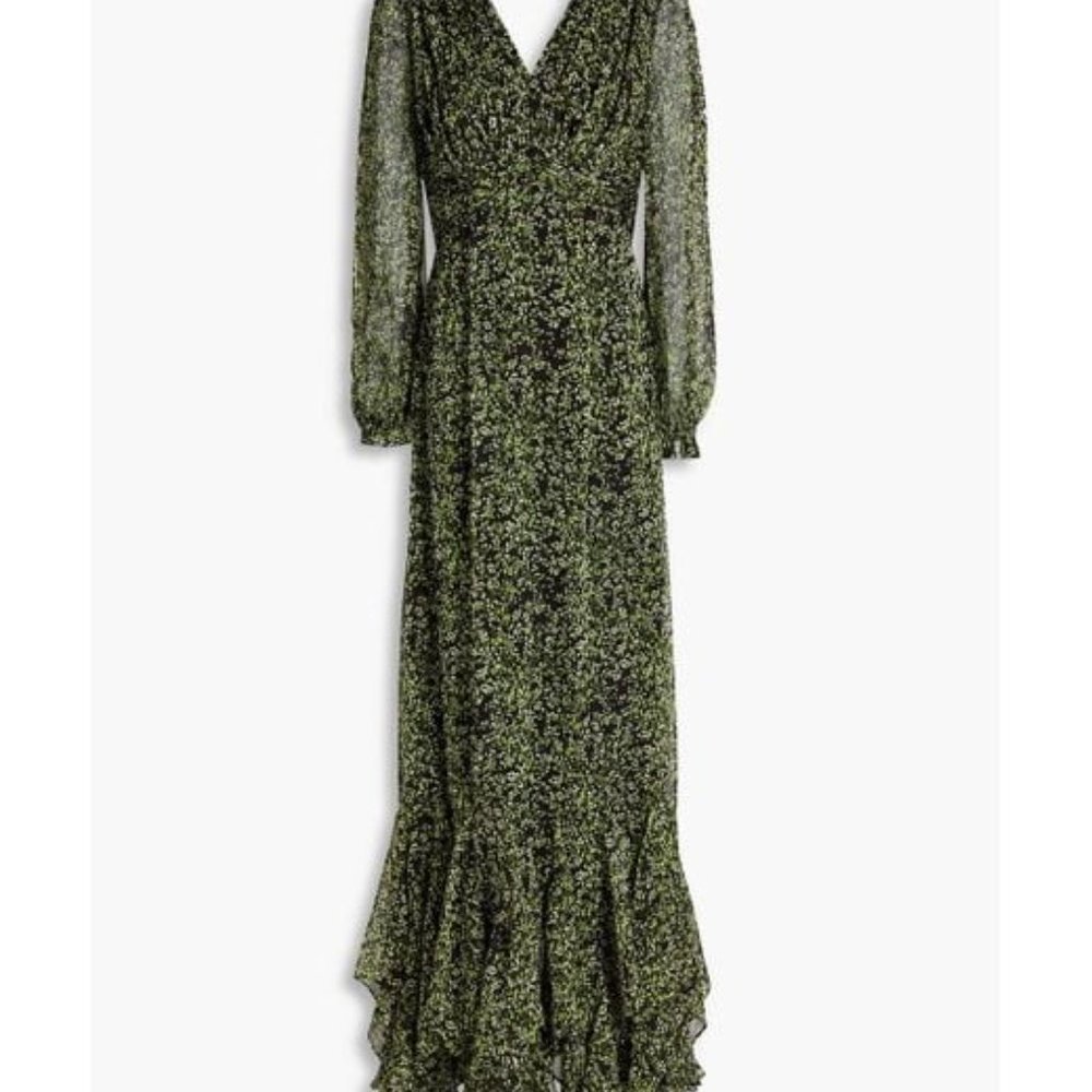 Mikael Aghal Green Floral Gown - NWT